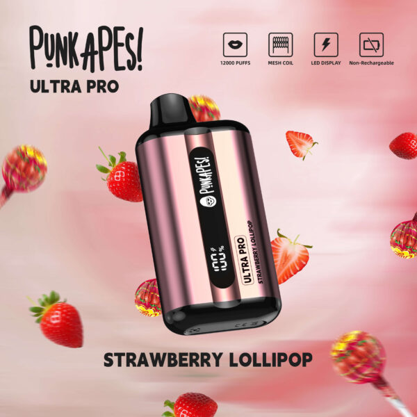 Punkapes Ultra Pro 12000 puffs – Strawberry Lollipop